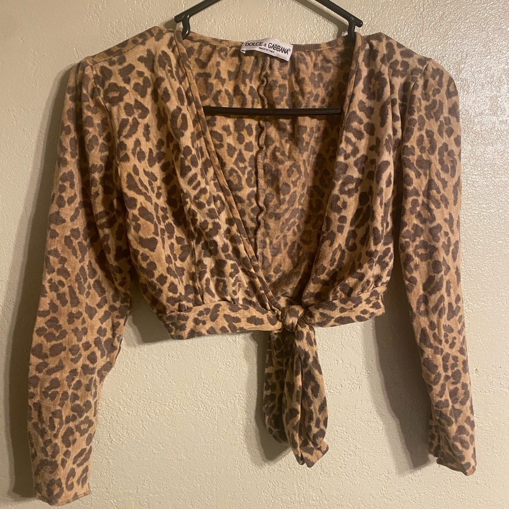 Vintage Dolce & Gabbana Animal Print Wrap Blouse